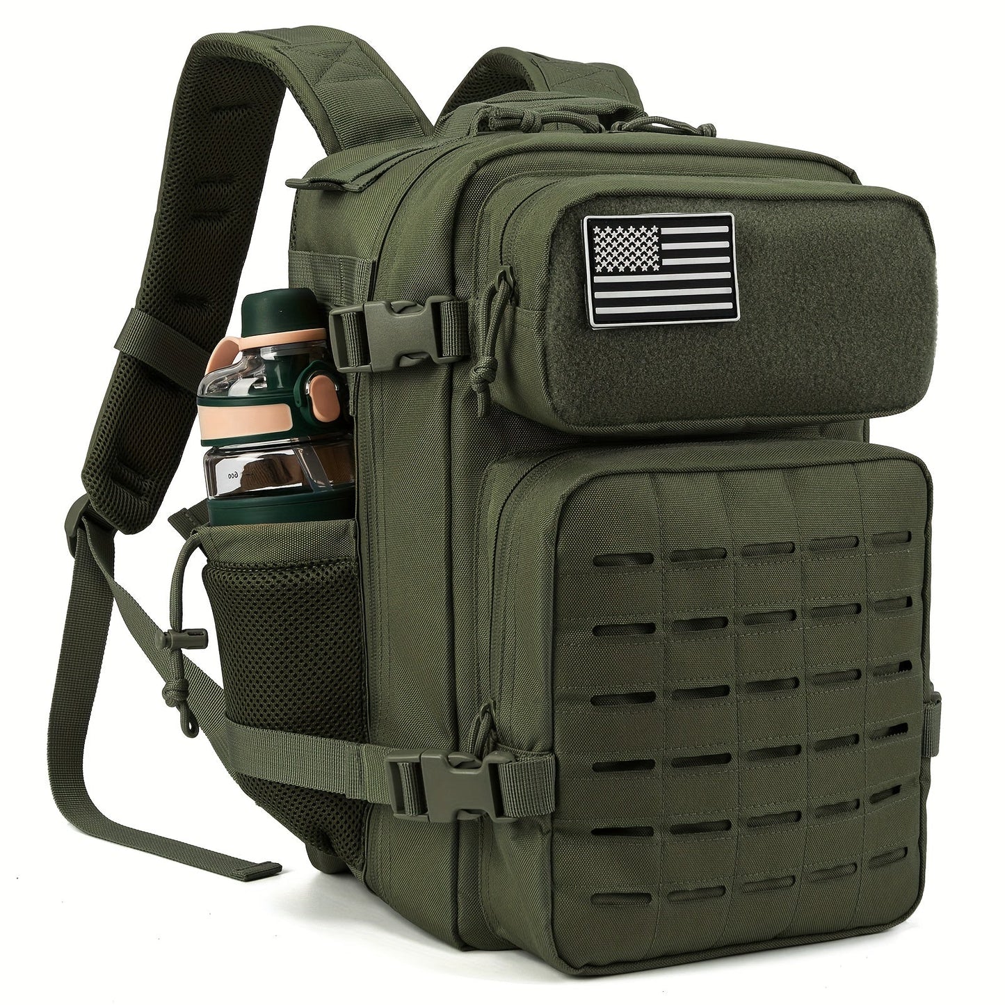 Tactical Laptop Backpack 25L MOLLE Unisex – Office & Hiking Daypack with Dual Cup Holders for Men & Women, 3-Day Bug Out Bag, Trekking & Laptop Organizer, 9 Colors: Black, Green, Pink & More