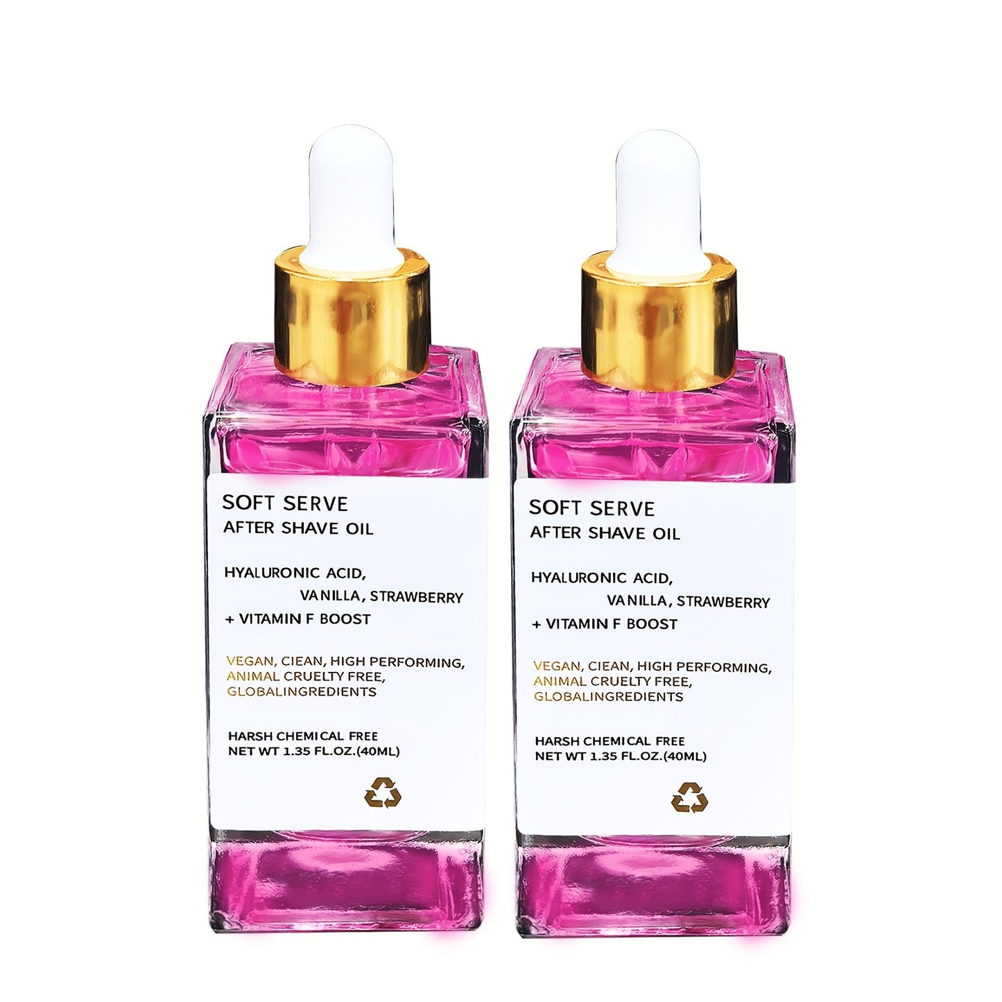 After Shave Beard Oil 2pcs 1.35oz - Strawberry Vanilla Scented Glycerin Moisturizing Oil for Beard, Mustache & Face, Hypoallergenic Soothing Skin Care for All Skin Types, Unisex