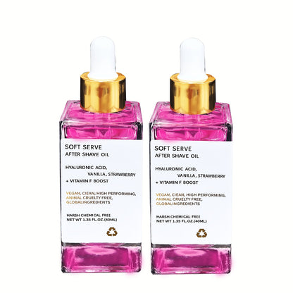 After Shave Beard Oil 2pcs 1.35oz - Strawberry Vanilla Scented Glycerin Moisturizing Oil for Beard, Mustache & Face, Hypoallergenic Soothing Skin Care for All Skin Types, Unisex