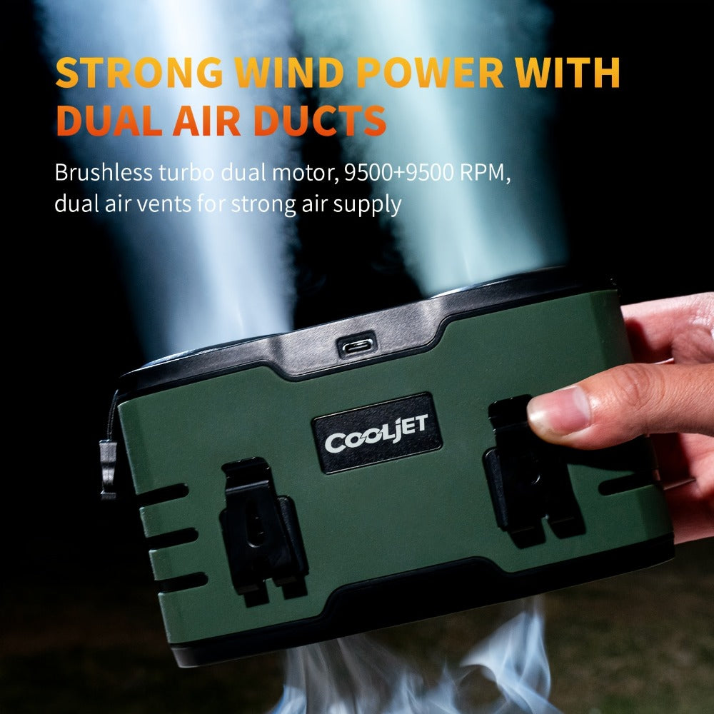 Wearable Waist Fan with 20000mAh Battery, Dual Vents, 10 Settings, Display and Two Color Options