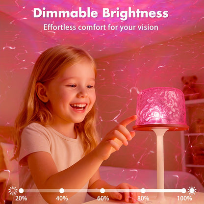 16-Color Rechargeable Atmosphere Lamp, Cordless Ocean Wave Night Light with Remote for Bedroom or Bathroom