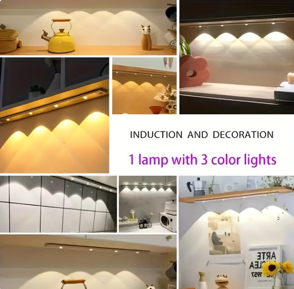 LED Strip Light Motion Sensor Bar with USB Rechargeable Power, Three White Tones, 20–50cm Sizes and One or Two Packs