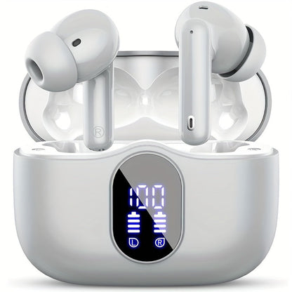 Wireless Earbuds Bluetooth 5.3 with ENC Mic, 36-Hour Playback, LED Case and IPX4 Protection
