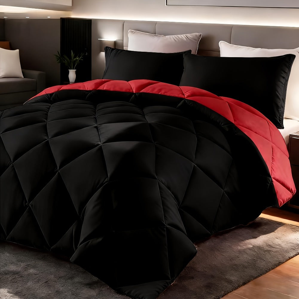 Comforter Set 2-3 Piece Rhombus Grid Luxury - Soft Lightweight Breathable Oversized Bedding Set with Pillowcases, All Season Twin Queen King, 24 Colors Available