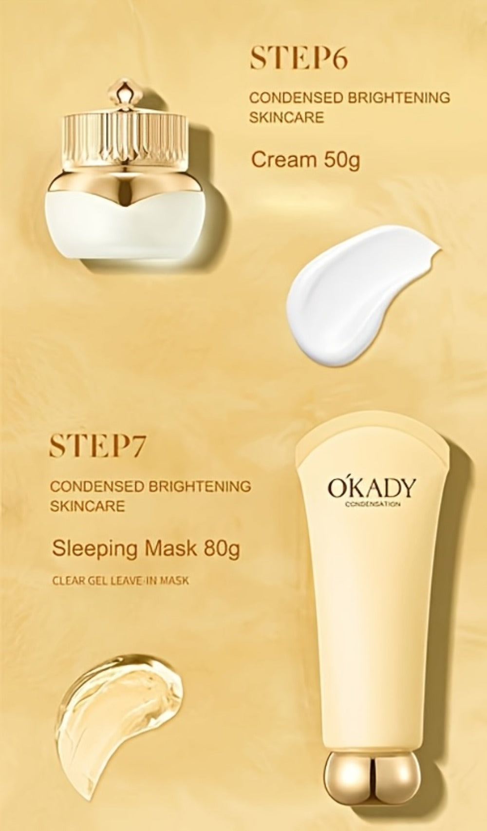 Skincare Set with OKADY Label, 9 Ginseng Products Including Cleanser Toner Essence Serum and Creams