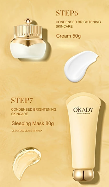 Skincare Set with OKADY Label, 9 Ginseng Products Including Cleanser Toner Essence Serum and Creams