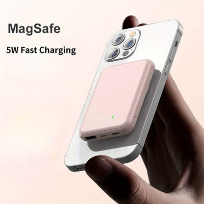 20000mAh Magnetic Wireless Power Bank with Lower-Edge Wired Ports, Side Button and Black or Pink Finish