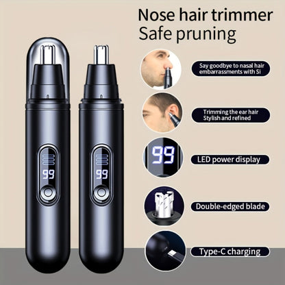 Rechargeable Nose, Ear and Eyebrow Hair Trimmer with LED Display in Two Exact Checkout Configurations