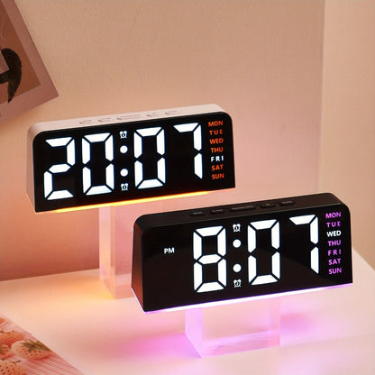Digital LED Alarm Clock with Temperature Display - Time, Date & Temp LED Desk Clock, USB Powered, Beep Alarm, Modern Design for Bedroom, Living Room & Office, Father's Day Gift