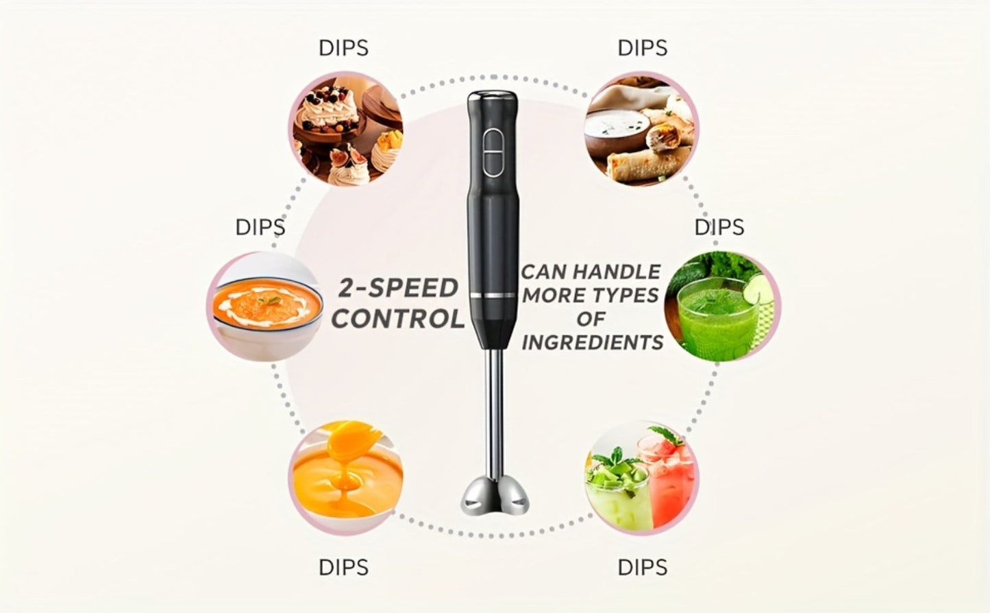 400W Immersion Blender with Two-Button Control, Detachable Shaft and 38 cm Black Handheld Body