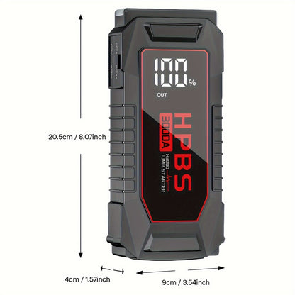 Gray Jump Starter with 3000A or 5000A Source Labels, 24000mAh Marking, Clamp Leads and Carry Case