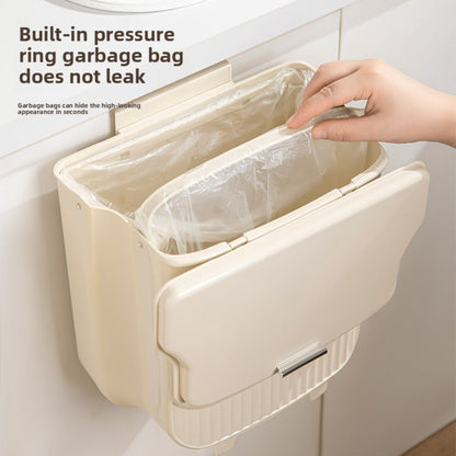 Collapsible 1.85-Gallon Trash Can with Lid for Wall Mount, Cabinet Door Hanging or Floor Placement
