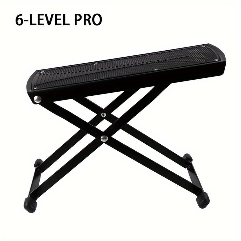Adjustable Pedicure Footrest with Four-Level or Six-Level Scissor Stand and Textured Black Top Platform