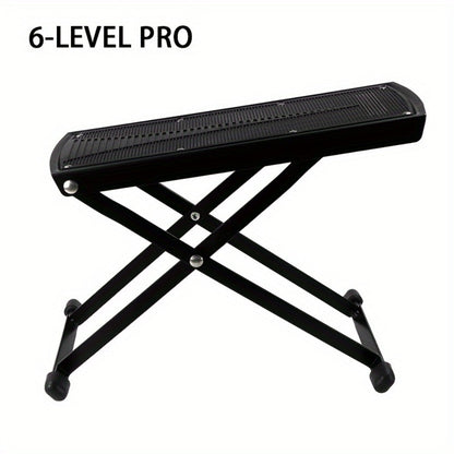 Adjustable Pedicure Footrest with Four-Level or Six-Level Scissor Stand and Textured Black Top Platform