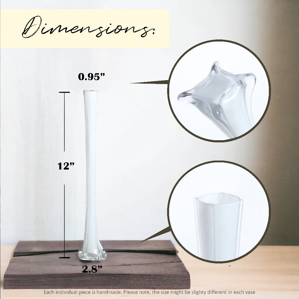 Eiffel Tower Vase Pack of 12 – Tall Glass Flower Vases for Wedding Centerpiece, Event Table Decor, Floral Arrangements & Party Decoration, Clear Black White, 12" 16" 20" 24" Sizes