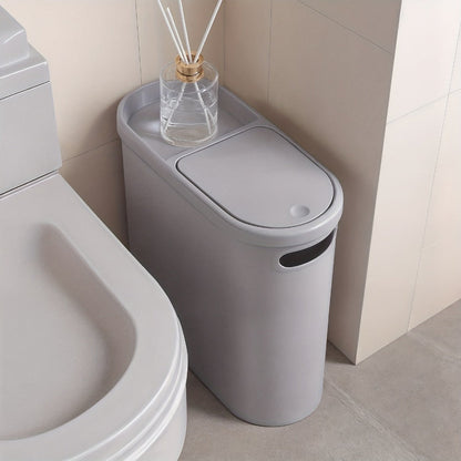 Small Bathroom Trash Can with Built-In Handles Rustproof Space Saving Plastic Waste Bin for Bathroom Laundry Office Includes Trash Bags
