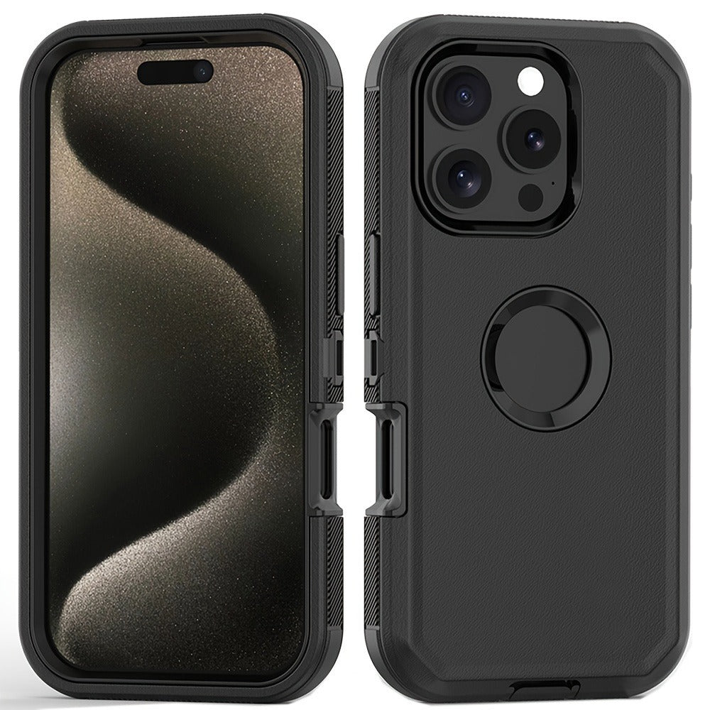 Phone Case Dual-Layer TPU and PC Hybrid Cover for iPhone 16 Plus in Black, Orange or Green