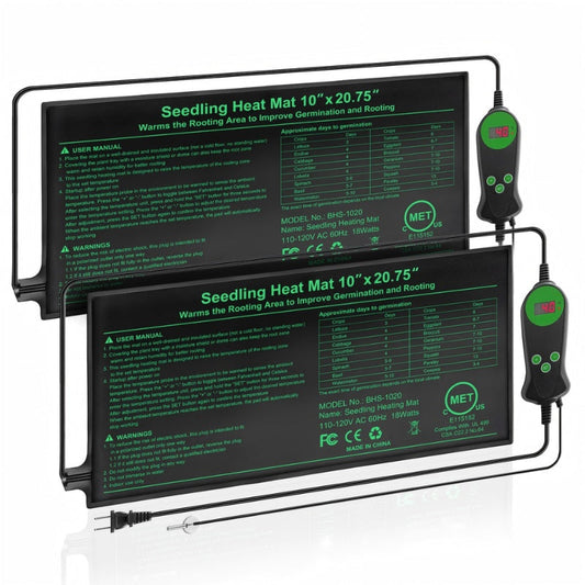 Seedling Heat Mat with Smart Thermostat Control | PVC Germination Heating Pad Accelerate Seed Sprouting Root Zone Warmth | Indoor Garden Greenhouse 2 or 4 Pack