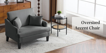 33.5-Inch Oversized Accent Chair with Memory Foam, Bedroom Reading Chair for Living Room detail image - detail view 21