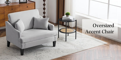 33.5-Inch Oversized Accent Chair with Memory Foam, Bedroom Reading Chair for Living Room detail image - detail view 22