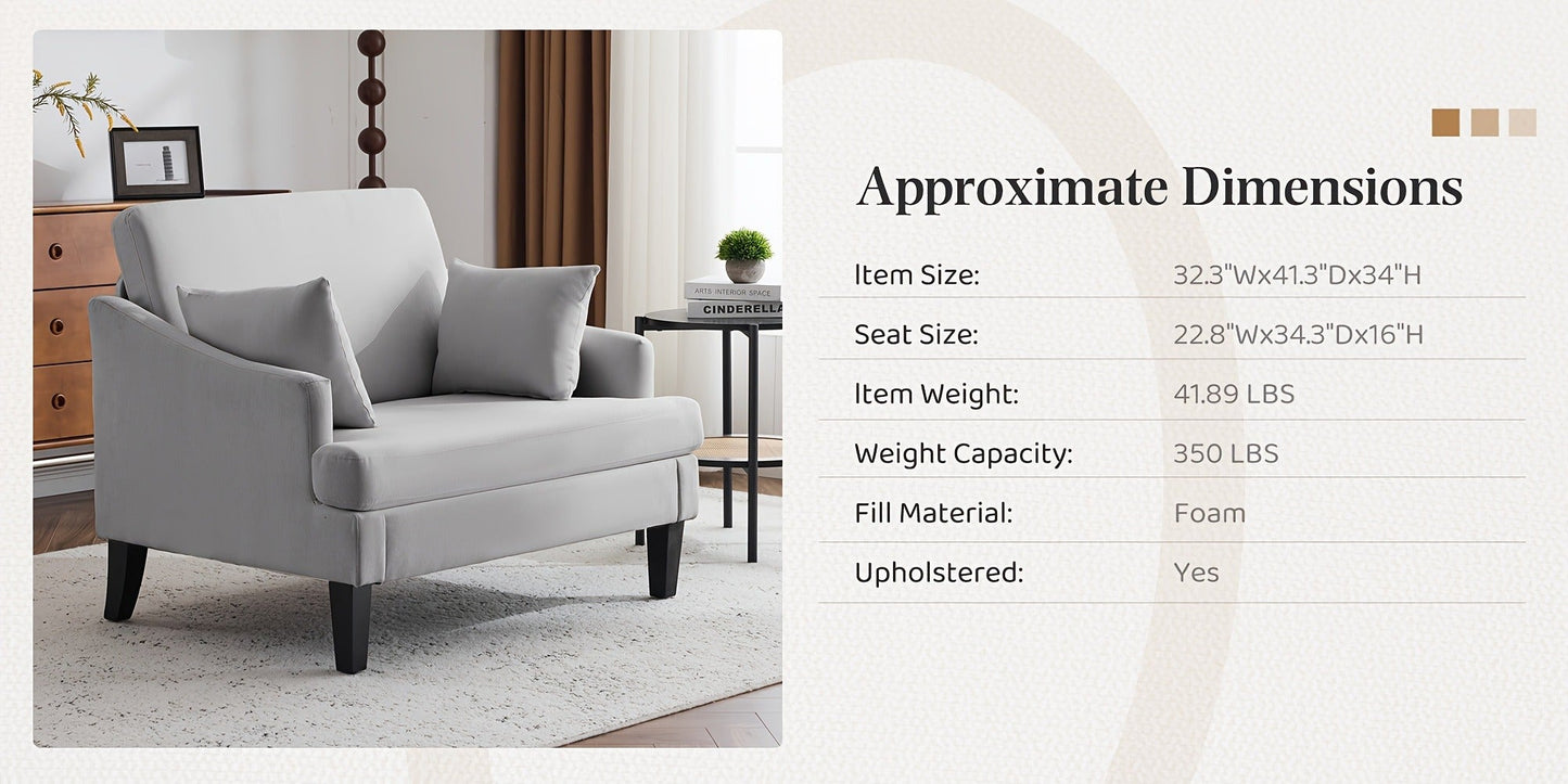 33.5-Inch Oversized Accent Chair with Memory Foam, Bedroom Reading Chair for Living Room detail image - detail view 23