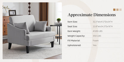 33.5-Inch Oversized Accent Chair with Memory Foam, Bedroom Reading Chair for Living Room detail image - detail view 23