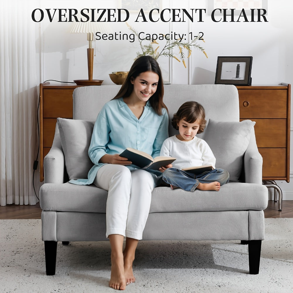 33.5-Inch Oversized Accent Chair with Memory Foam, Bedroom Reading Chair for Living Room detail image