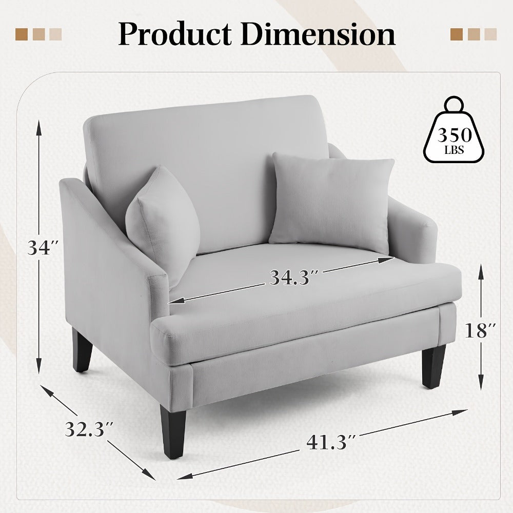 33.5-Inch Oversized Accent Chair with Memory Foam, Bedroom Reading Chair for Living Room detail image - detail view 4