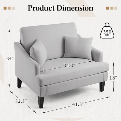 33.5-Inch Oversized Accent Chair with Memory Foam, Bedroom Reading Chair for Living Room detail image - detail view 4