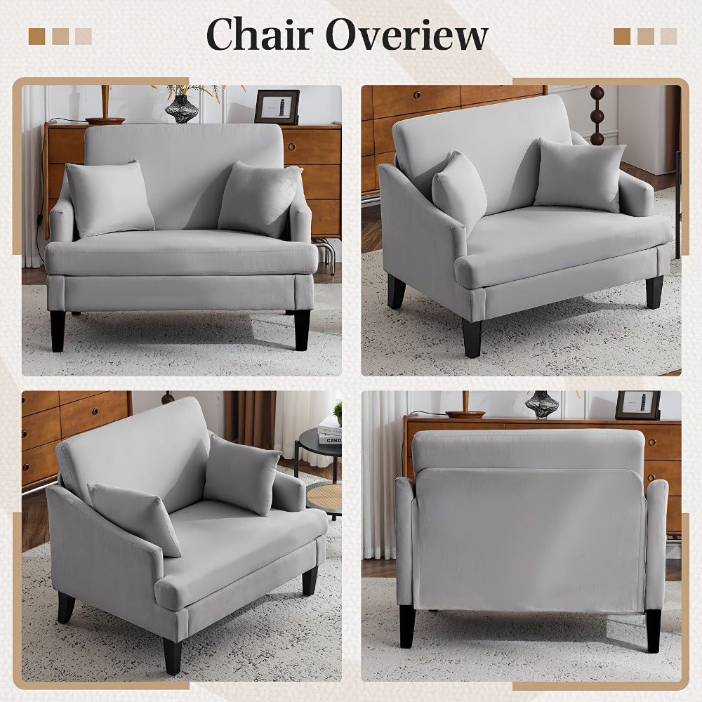 33.5-Inch Oversized Accent Chair with Memory Foam, Bedroom Reading Chair for Living Room detail image - detail view 8