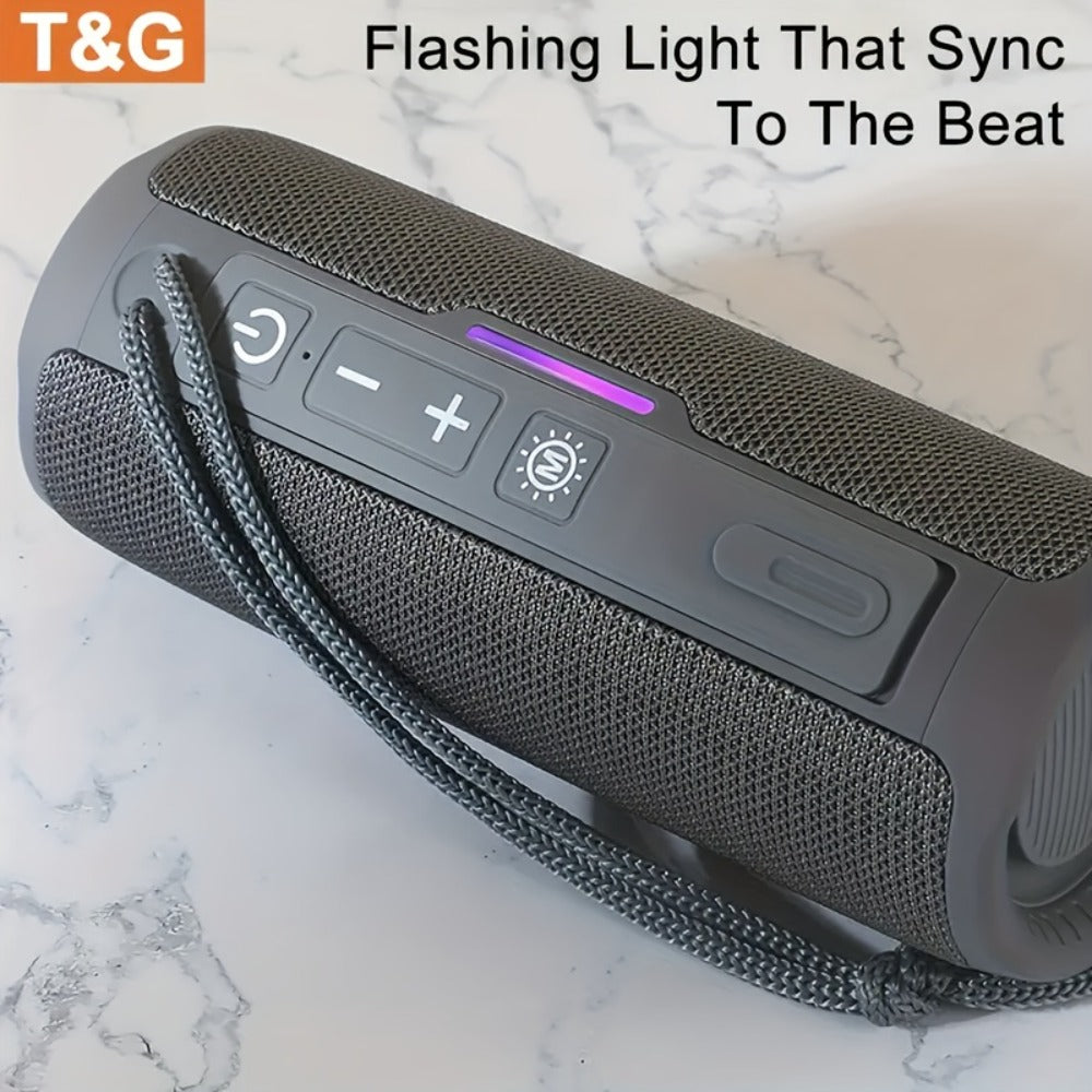 TG365 Portable Bluetooth Speaker with LED Light – TWS Stereo, Built-In Mic, FM Radio, TF Card, USB, AUX, Hands-Free Calling, Shock-Resistant Outdoor Wireless Speaker Gift
