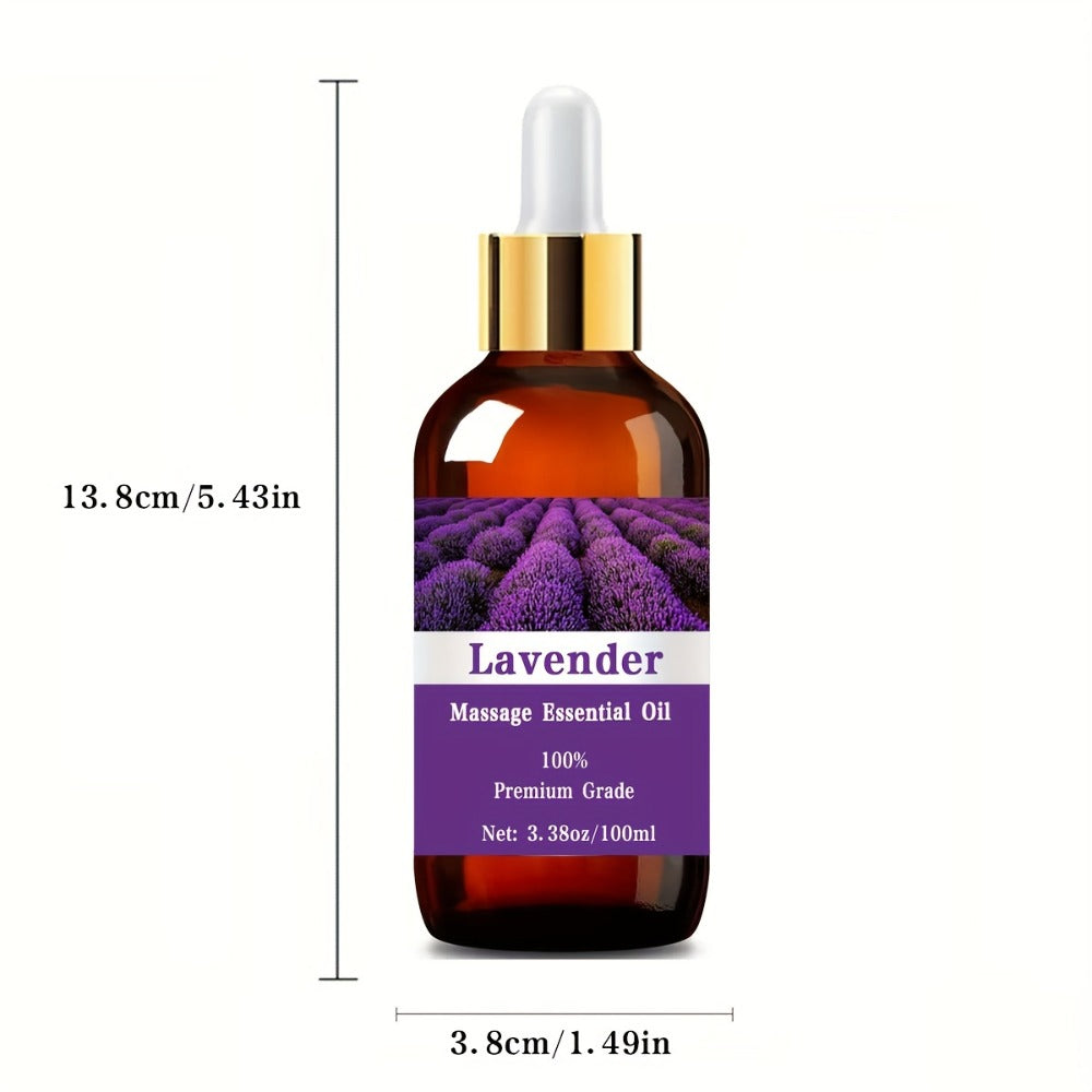 Essential Oil Lavender Aroma in 100ml Bottle for Diffuser, Massage, Meditation, Hair and Skin Use
