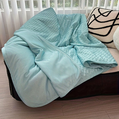 Lightweight Polyester Summer Blanket with Embossed Stripe Design in 15 Color and Size Options for Bed or Travel