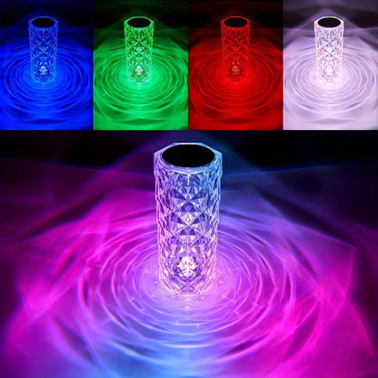 6.2-Inch Crystal-Style LED Table Lamp with 16 Colors, Touch Control, Remote and USB Power Lead