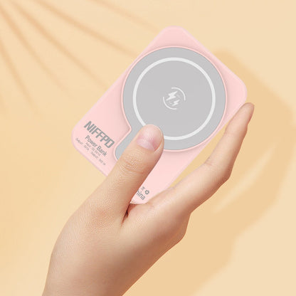 20000mAh Magnetic Wireless Power Bank with Lower-Edge Wired Ports, Side Button and Black or Pink Finish