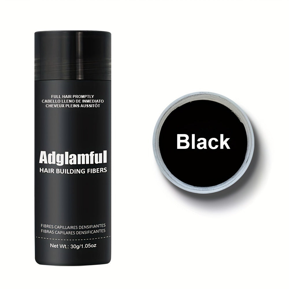 Large 30-Gram Hair Fiber Powder in Black or Dark Brown with Tall Shaker-Style Container Design