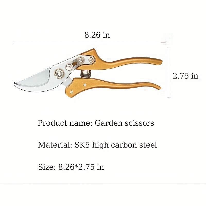 Japanese Gardening Shears Heavy Duty with Ergonomic Handle, Floral Scissors & Pruning Shears for Plant Trimming, Branch Cutting & Outdoor Garden Work – Gold & Black
