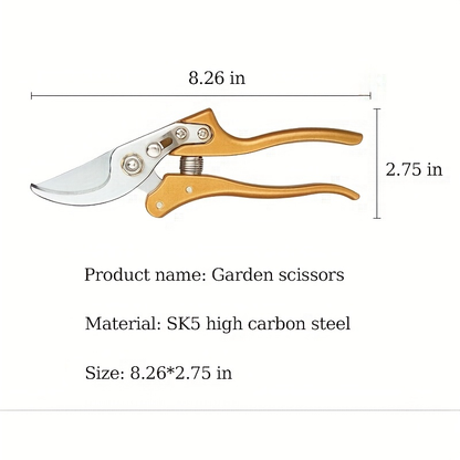 Japanese Gardening Shears Heavy Duty with Ergonomic Handle, Floral Scissors & Pruning Shears for Plant Trimming, Branch Cutting & Outdoor Garden Work – Gold & Black