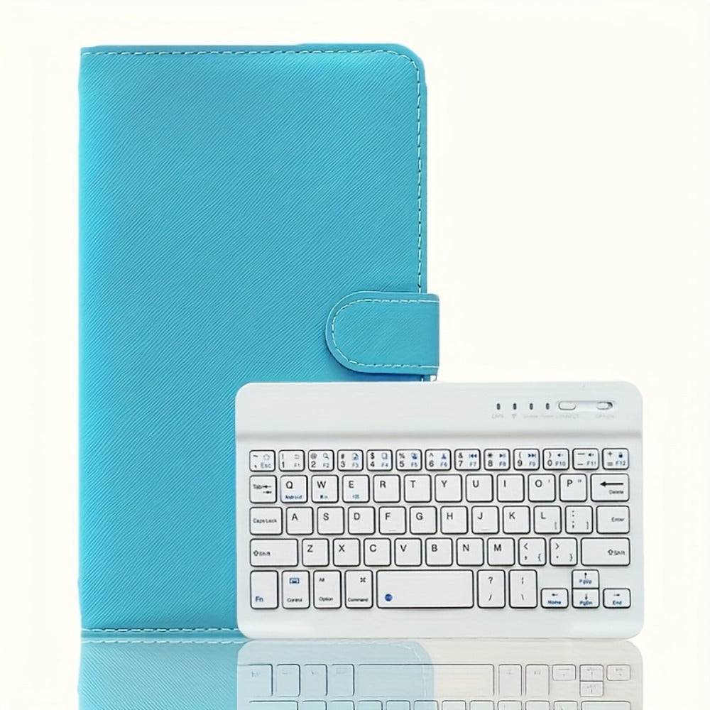 Foldable Bluetooth Keyboard Full Size Wireless Portable with PU Leather – Compact Folding Design for iPhone iPad Android Tablets Laptops | Black Pink Blue | Business Travel Typing Keyboard