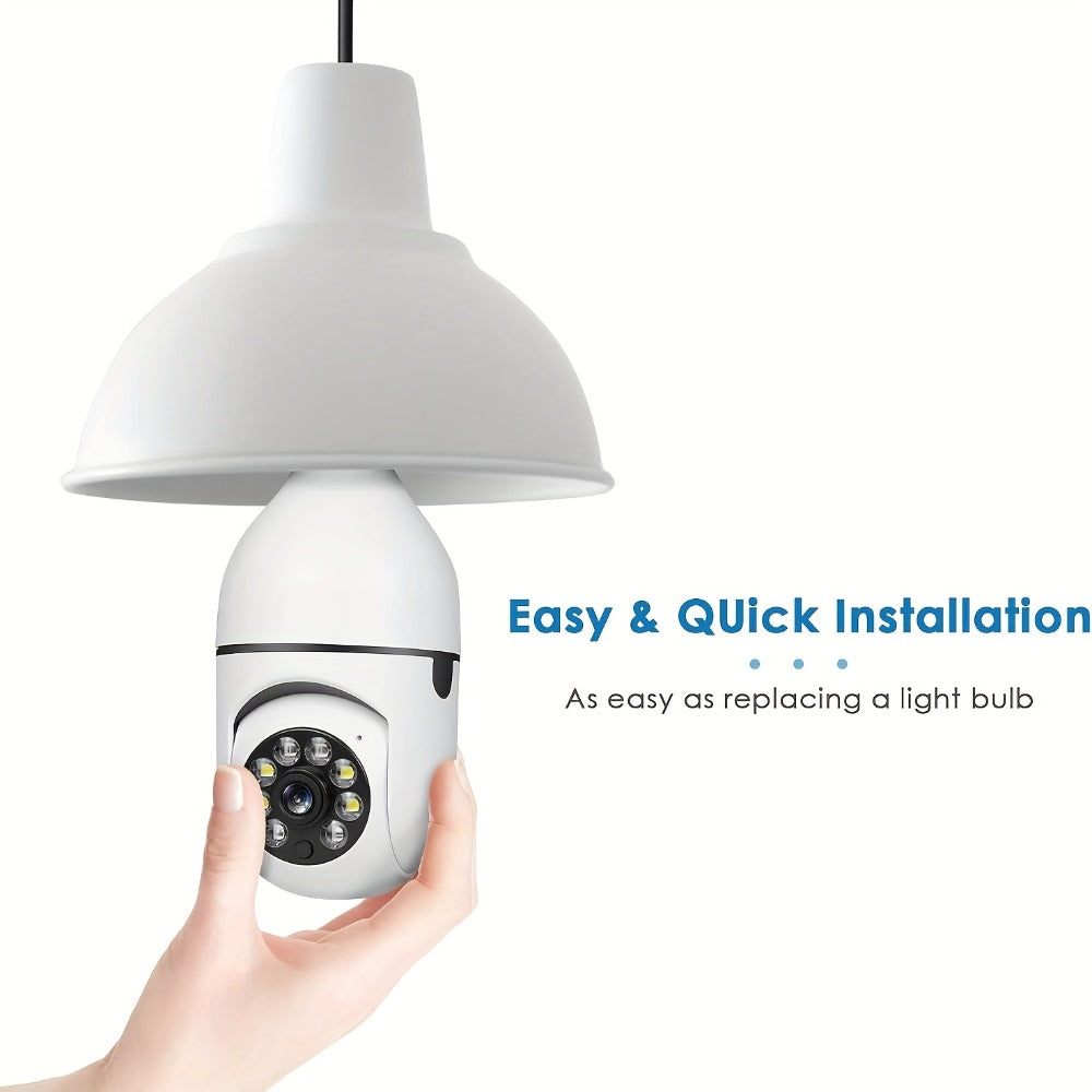 Light Bulb Security Camera 2-Pack 4MP E27 WiFi – Full Color Night Vision, Motion Detection Alerts, Two-Way Audio, Wide Angle, IP54 Weatherproof Indoor Outdoor Surveillance Camera