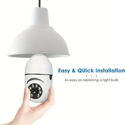 Light Bulb Security Camera 2-Pack 4MP E27 WiFi – Full Color Night Vision, Motion Detection Alerts, Two-Way Audio, Wide Angle, IP54 Weatherproof Indoor Outdoor Surveillance Camera