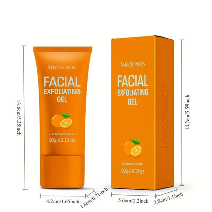 Facial Exfoliating Gel Two-Pack with Two 60g Orange Tubes, Flip-Top Caps and Face-or-Body Rinse-Off Format