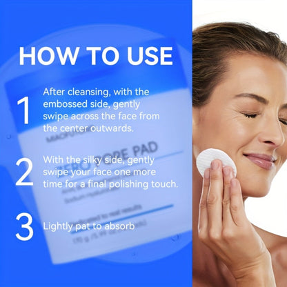Exfoliating Cleansing Pads with Hyaluronic Acid & Rose Water 70 Count - Dual-Texture Deep Pore Cleansing Moisturizing Wipes Camellia Extract All Skin Types Women Daily Skincare