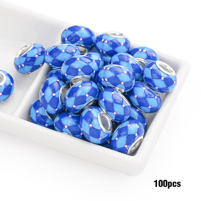 Jewelry Making Beads - Acrylic Flower 100pcs 14mm Colorful Printed Flat Round Large Hole for - product detail view 22
