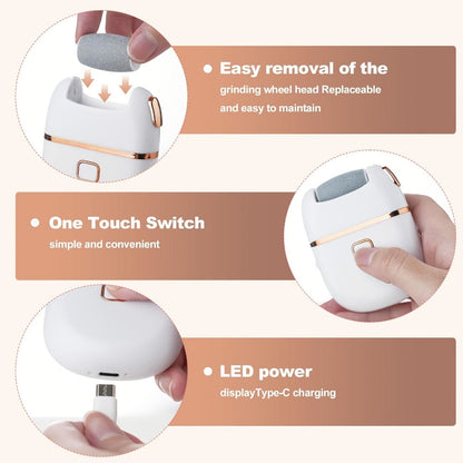 Rechargeable Electric Callus Remover with Three Replacement Heads, Two Speeds and USB Charging