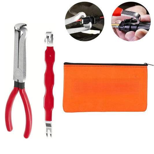 Terminal Connector Removal Tool Set 3-Piece - Automotive Wiring Harness Repair Kit with Pry Bar, Cutting Pliers & Storage Pouch, Circuit Terminal Separator for Car Truck Motorcycle DIY Electrical Repair