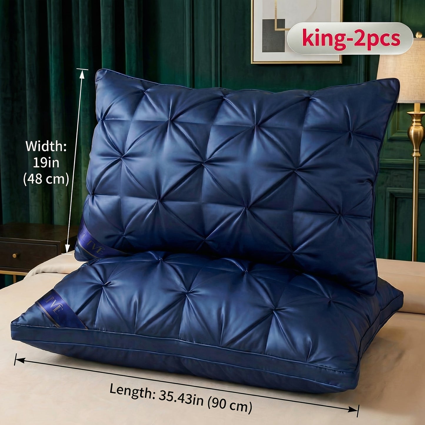 Two-Piece Bed Pillow Set in Six Colors and Queen or King Checkout Sizes for Bedroom Use for Home and Everyday Use
