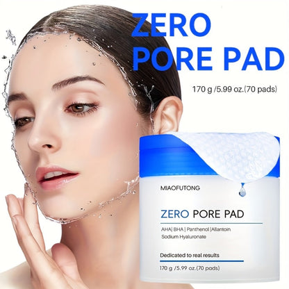Exfoliating Cleansing Pads with Hyaluronic Acid & Rose Water 70 Count - Dual-Texture Deep Pore Cleansing Moisturizing Wipes Camellia Extract All Skin Types Women Daily Skincare