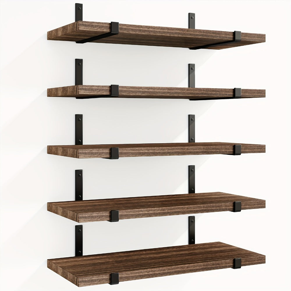 Floating Shelves Set of 5 Wall Mounted 4.7 Inch Tiered Display Shelves Vintage Style Wall Storage Rack for Bedroom, Living Room, Kitchen, Bathroom & Office – Plant & Home Decor