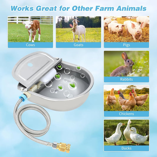 Automatic Water Dispenser for Dogs & Farm Animals – Heavy-Duty Stainless Steel Leakproof Pet Waterer with Easy-Clean Spout for Horses, Cattle, Pigs, Chickens, Rabbits, Goats & Ducks, Farm Kennel Stable